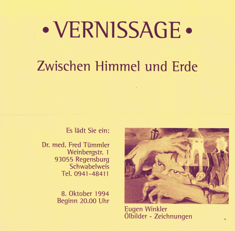 Eugen J. Winkler, Einlagdungskarte fr Vernissage 1996