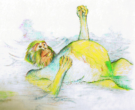 Neptun-Donnerer im Wasser schwimmend