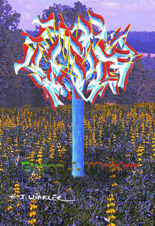Einzelner Trichterbaum in Blüte